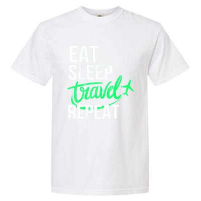 Travelling Eat Sleep Travel Repeat Distressed Funny Traveler Great Gift Garment-Dyed Heavyweight T-Shirt