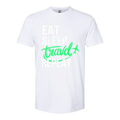 Travelling Eat Sleep Travel Repeat Distressed Funny Traveler Great Gift Softstyle CVC T-Shirt