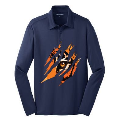 Tiger Eye Safari Zoo Wildlife Animal Zookeeper Costume Gift Silk Touch Performance Long Sleeve Polo