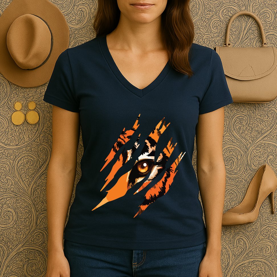 Tiger Eye Safari Zoo Wildlife Animal Zookeeper Costume Gift Women's V-Neck T-Shirt