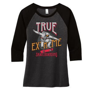 True Extreme Skateboarding Women's Tri-Blend 3/4-Sleeve Raglan Shirt