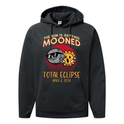 Total Eclipse Sun Getting Mooned April 8 2024 Performance Fleece Hoodie