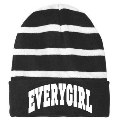 The Everygirl Shop Everygirl Green Striped Beanie with Solid Band