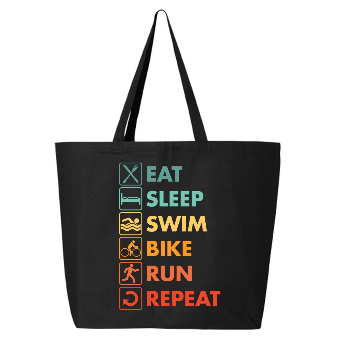 Triathlon Eat Sleep Swim Bike Run Repeat Cute Gift 25L Jumbo Tote