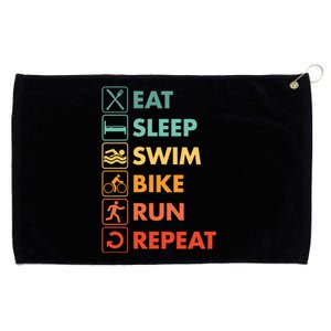 Triathlon Eat Sleep Swim Bike Run Repeat Cute Gift Grommeted Golf Towel