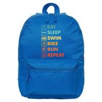 Triathlon Eat Sleep Swim Bike Run Repeat Cute Gift 16 in Basic Backpack