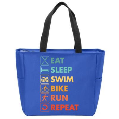 Triathlon Eat Sleep Swim Bike Run Repeat Cute Gift Zip Tote Bag