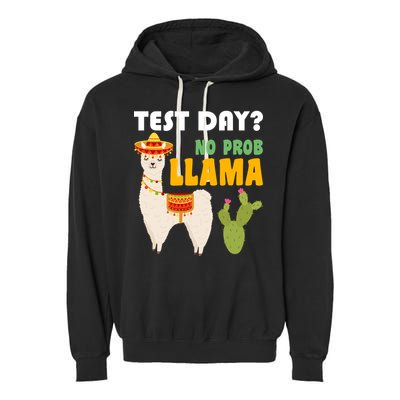 Test Day? No Prob Llama Cactus Garment-Dyed Fleece Hoodie