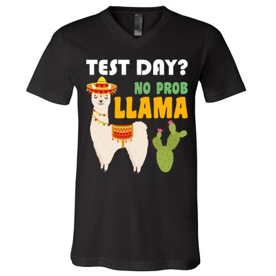 Test Day? No Prob Llama Cactus V-Neck T-Shirt
