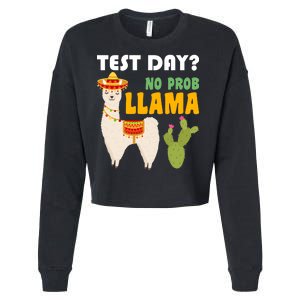 Test Day? No Prob Llama Cactus Cropped Pullover Crew