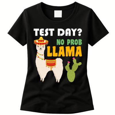 Test Day? No Prob Llama Cactus Womens T-Shirt