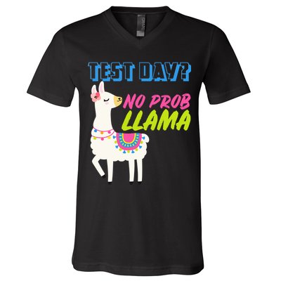 Test Day? No Probllama  V-Neck T-Shirt
