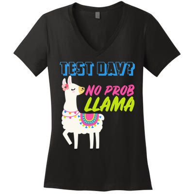 Test Day? No Probllama  Women's V-Neck T-Shirt