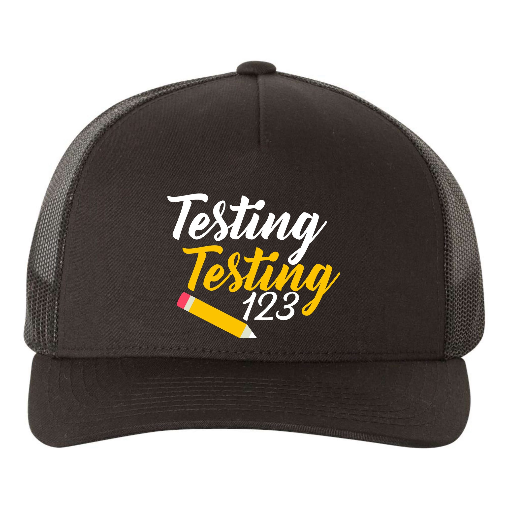 Testing Testing 123 Pencil Yupoong Adult 5-Panel Trucker Hat