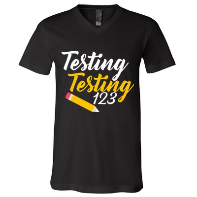 Testing Testing 123 Pencil V-Neck T-Shirt