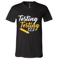 Testing Testing 123 Pencil V-Neck T-Shirt