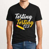 Testing Testing 123 Pencil V-Neck T-Shirt