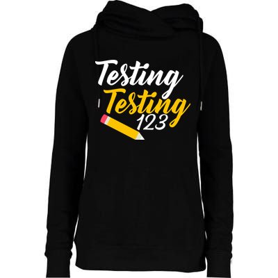 Testing Testing 123 Pencil Womens Funnel Neck Pullover Hood