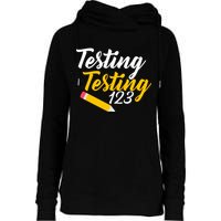 Testing Testing 123 Pencil Womens Funnel Neck Pullover Hood