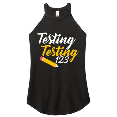 Testing Testing 123 Pencil Women's Perfect Tri Rocker Tank