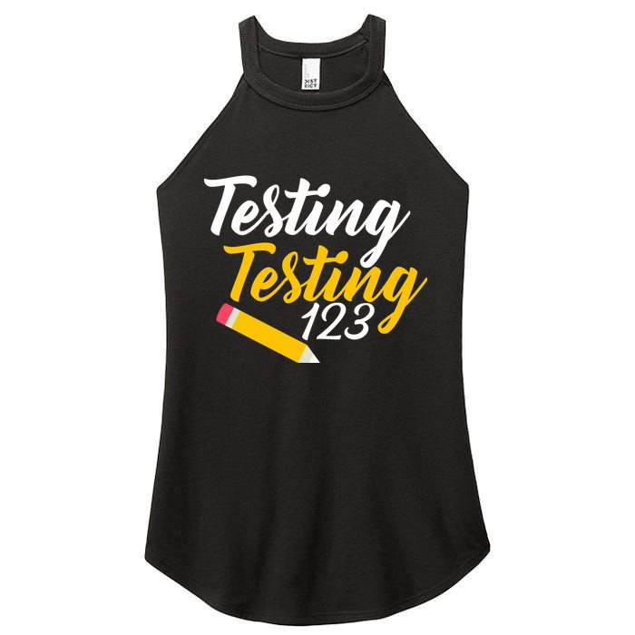 Testing Testing 123 Pencil Women's Perfect Tri Rocker Tank