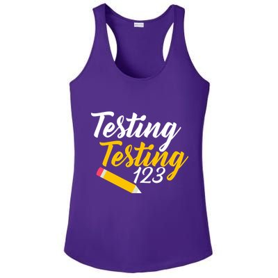 Testing Testing 123 Pencil Ladies PosiCharge Competitor Racerback Tank