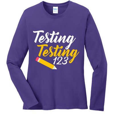 Testing Testing 123 Pencil Ladies Long Sleeve Shirt
