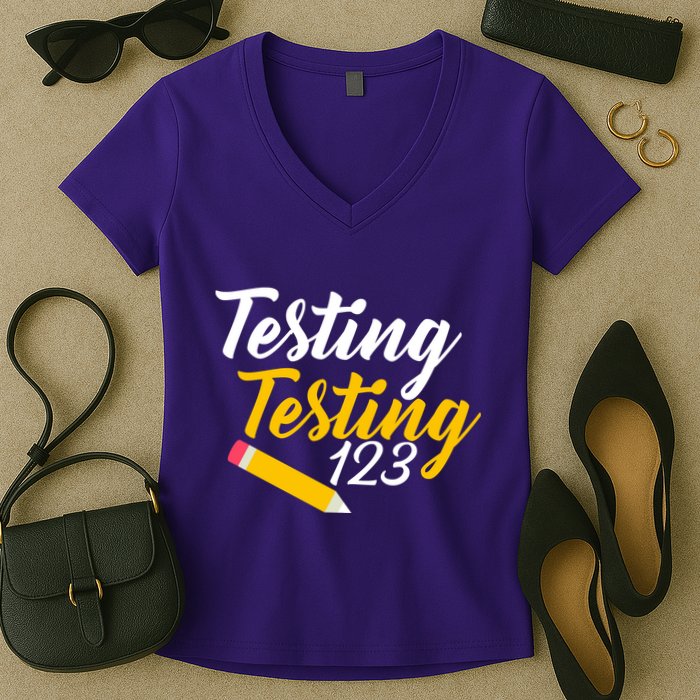 Testing Testing 123 Pencil Women's V-Neck T-Shirt