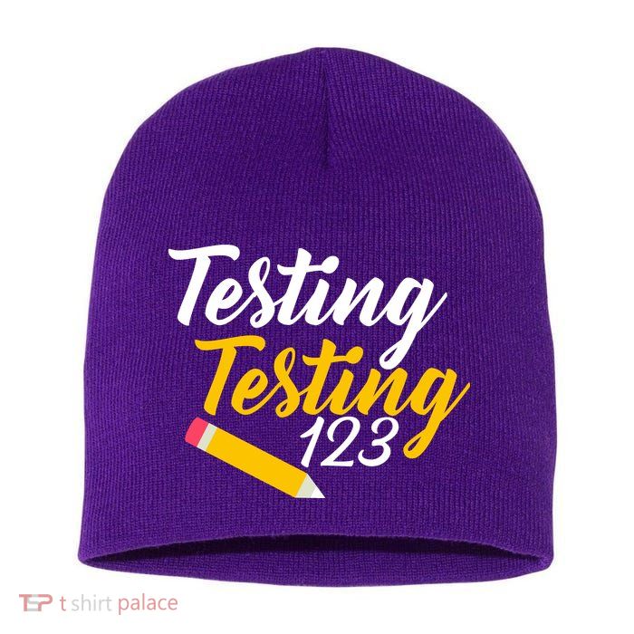 Testing Testing 123 Pencil Short Acrylic Beanie