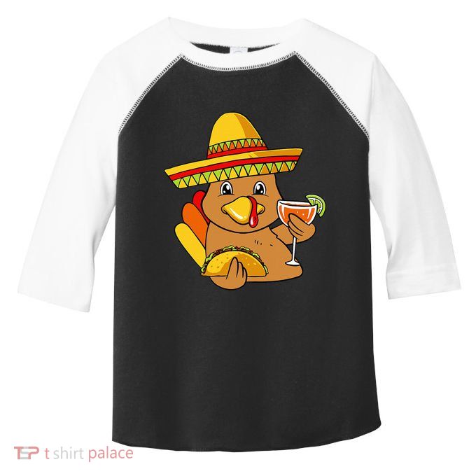 Turkey Eating Taco Thanksgiving Day Mexican Food Fall Autumn Toddler Fine Jersey T-Shirt