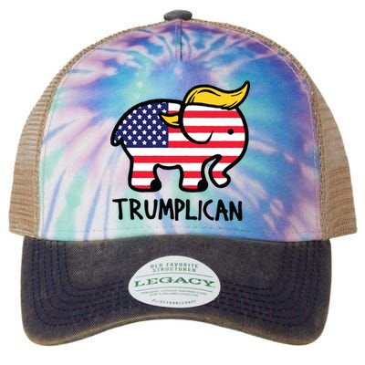 Trumplican Elephant Trump Funny Republican Ultra Maga 2024 Legacy Tie Dye Trucker Hat