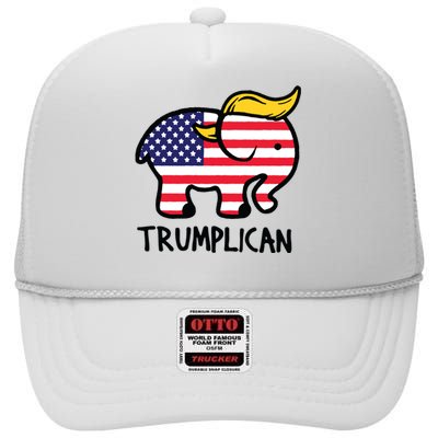 Trumplican Elephant Trump Funny Republican Ultra Maga 2024 High Crown Mesh Back Trucker Hat