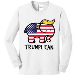 Trumplican Elephant Trump Funny Republican Ultra Maga 2024 Kids Long Sleeve Shirt