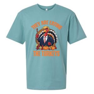 TheyRe Eating The Turkey Funny Trump Thanksgiving Humor Sueded Cloud Jersey T-Shirt