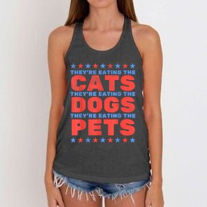 TheyRe Eating The Dogs Eating The Cats Election 2024 Women's Knotted Racerback Tank