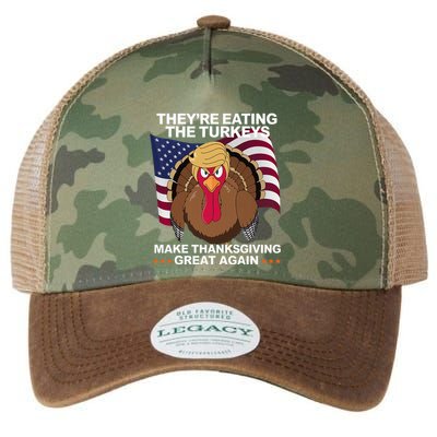 TheyRe Eating The Turkeys Funny Turkey Thanksgiving Legacy Tie Dye Trucker Hat