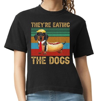 They’Re Eating The Dogs 2024 Retro Funny Dachshund Weiner Gift Comfort Colors Boxy T-Shirt