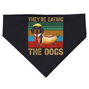 They’Re Eating The Dogs 2024 Retro Funny Dachshund Weiner Gift USA-Made Doggie Bandana