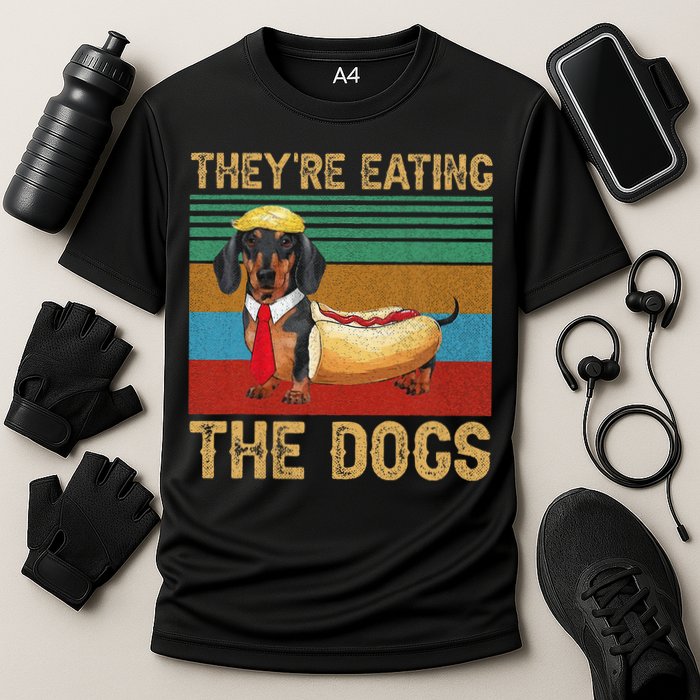 They’Re Eating The Dogs 2024 Retro Funny Dachshund Weiner Gift Cooling Performance Crew T-Shirt