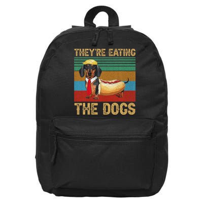 They’Re Eating The Dogs 2024 Retro Funny Dachshund Weiner Gift 16 in Basic Backpack