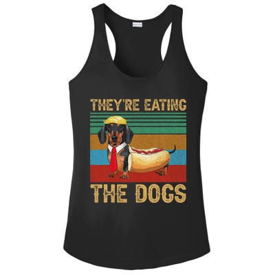 They’Re Eating The Dogs 2024 Retro Funny Dachshund Weiner Gift Ladies PosiCharge Competitor Racerback Tank