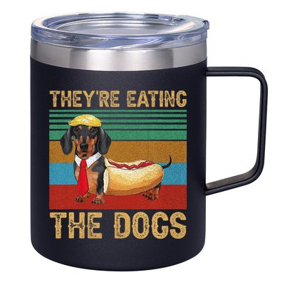 They’Re Eating The Dogs 2024 Retro Funny Dachshund Weiner Gift 12oz Stainless Steel Coffee Mug