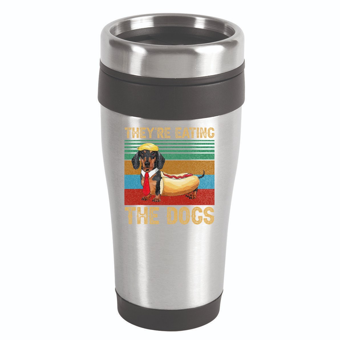 They’Re Eating The Dogs 2024 Retro Funny Dachshund Weiner Gift 16oz Travel Tumbler