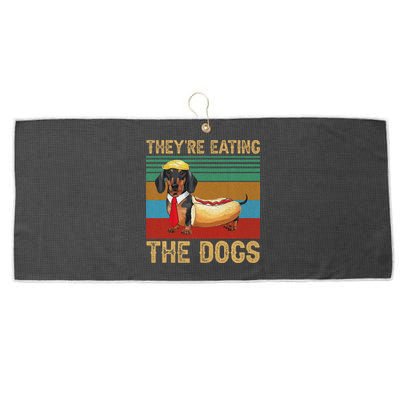 They’Re Eating The Dogs 2024 Retro Funny Dachshund Weiner Gift Large Microfiber Waffle Golf Towel