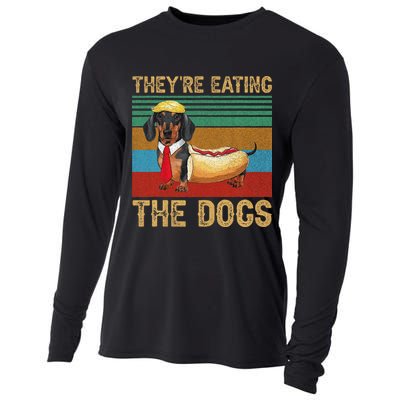 They’Re Eating The Dogs 2024 Retro Funny Dachshund Weiner Gift Cooling Performance Long Sleeve Crew