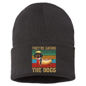 They’Re Eating The Dogs 2024 Retro Funny Dachshund Weiner Gift Sustainable Knit Beanie