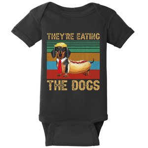 They’Re Eating The Dogs 2024 Retro Funny Dachshund Weiner Gift Baby Bodysuit