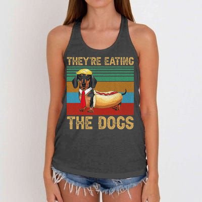 They’Re Eating The Dogs 2024 Retro Funny Dachshund Weiner Gift Women's Knotted Racerback Tank