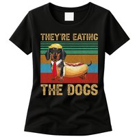 They’Re Eating The Dogs 2024 Retro Funny Dachshund Weiner Gift Womens T-Shirt