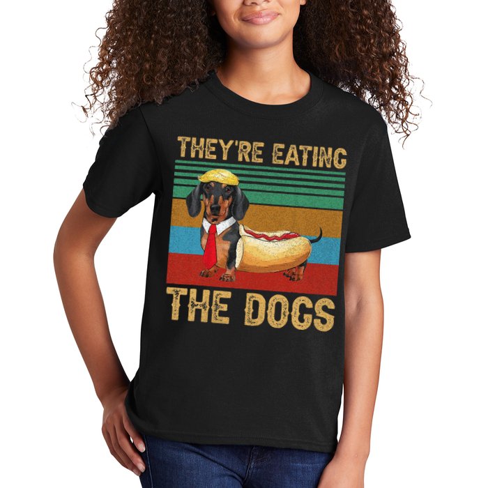 They’Re Eating The Dogs 2024 Retro Funny Dachshund Weiner Gift Kids T-Shirt